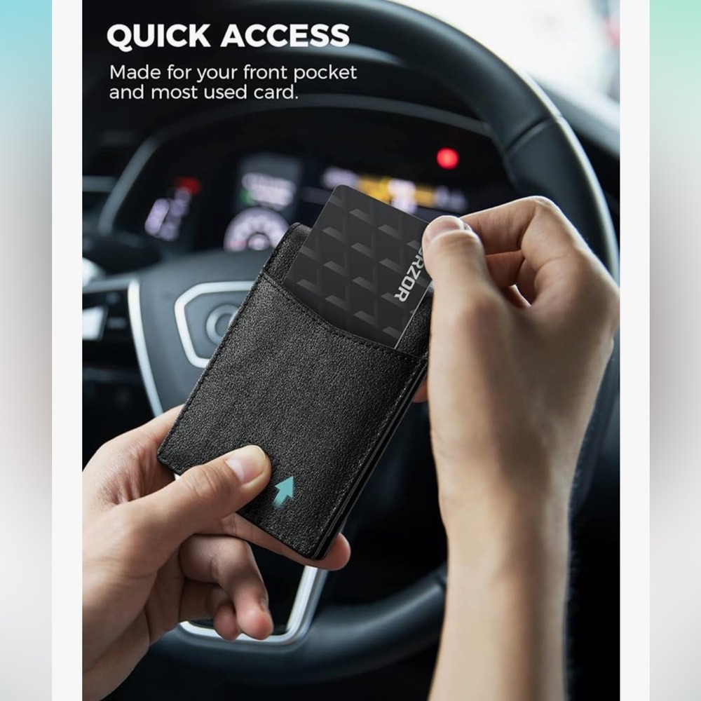 New With Tags Lorzor AirTag Holder Bifold Full Grain Leather RFID Block Wallet - Picture 4 of 11